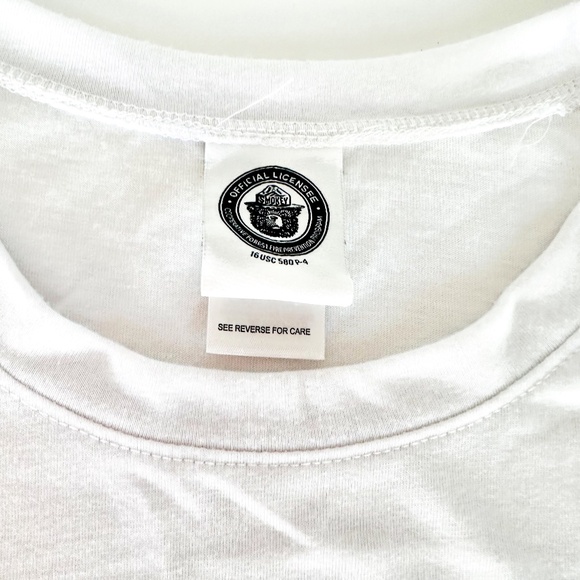 Smokey The Bear "Join Smokey's Team" White Stretch Short Sleeve T-Shirt Women XL - Picture 3 of 6